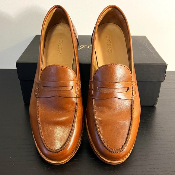 J. Crew Shoes - J Crew Brown Leather Penny Loafers